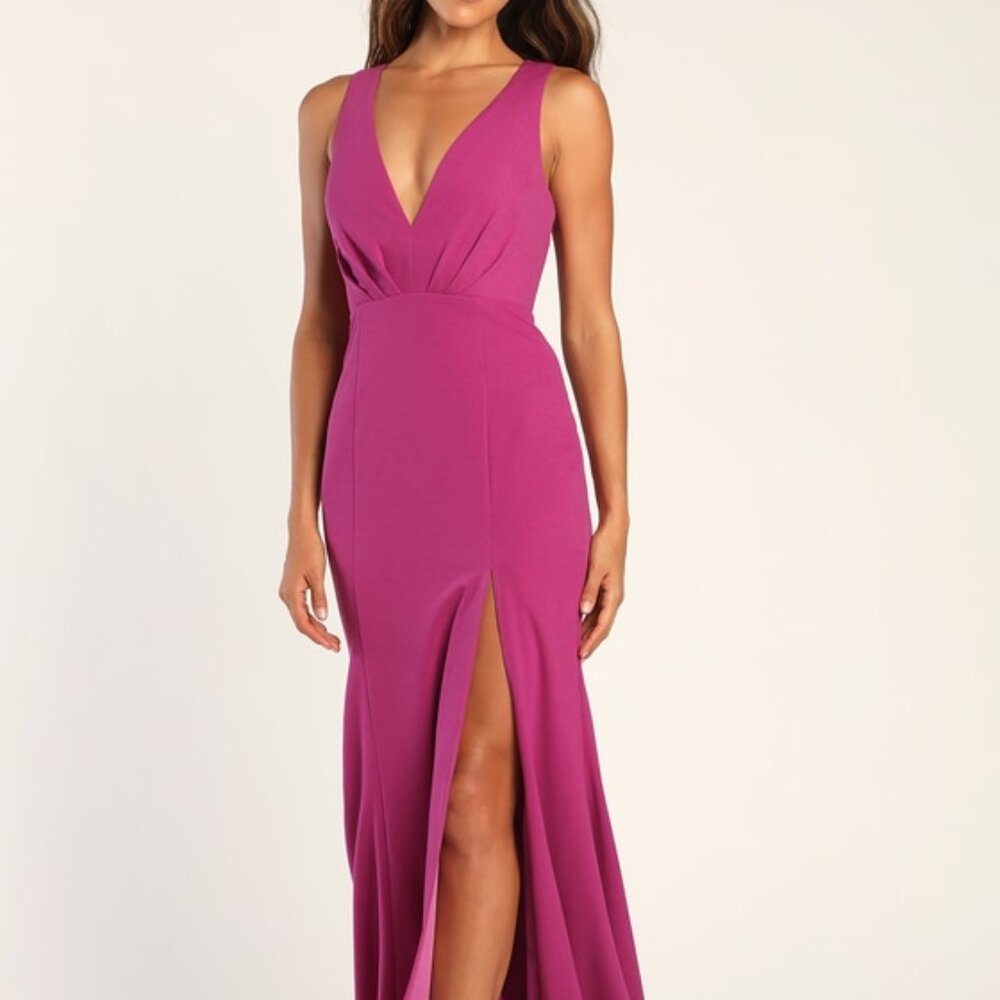 Lulus All For The Romance Magenta Backless Mermaid Maxi Dress Pink - Size XS